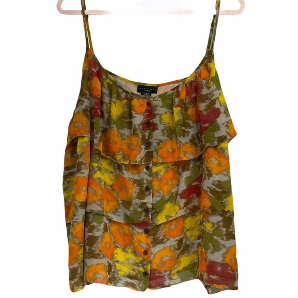 Apostrophe Floral Layered Ruffle Tank Top Sleeveless Blouse Plus Size 24W 26W